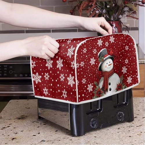 Image of Red Snowman 2 Slice Toaster Cover Christmas