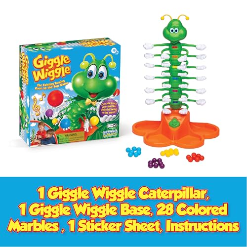 Image of Giggle Wiggle Board Games for Kids, Family Game Night, Hand-Eye Coordination, Preschool Games, The Wiggle Race to Get Your Marbles to The Top Game, Ages 4+, Batteries Not Included