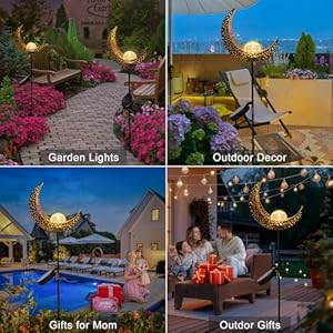 HOMEIMPRO Moon Solar Lights Outdoor Garden Stakes Waterproof, Garden Gifts Outside Decorative Lights for Lawn, Patio Accessories, Backyard Decorations Birthday,Mothers Day Gifts Mom Women (Bronze) HOMEIMPRO Moon Solar Lights Outdoor Garden Stakes Waterproof Garden Gifts Outside Decorative Lights for Lawn Patio Accessories Backyard Decorations BirthdayMothers Day Gifts Mom Women Bronze
