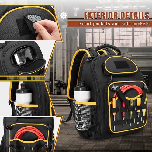 Image of Marscamd Tool Backpack with a Tool Pouch, Heavy Duty Tool Bag, Black