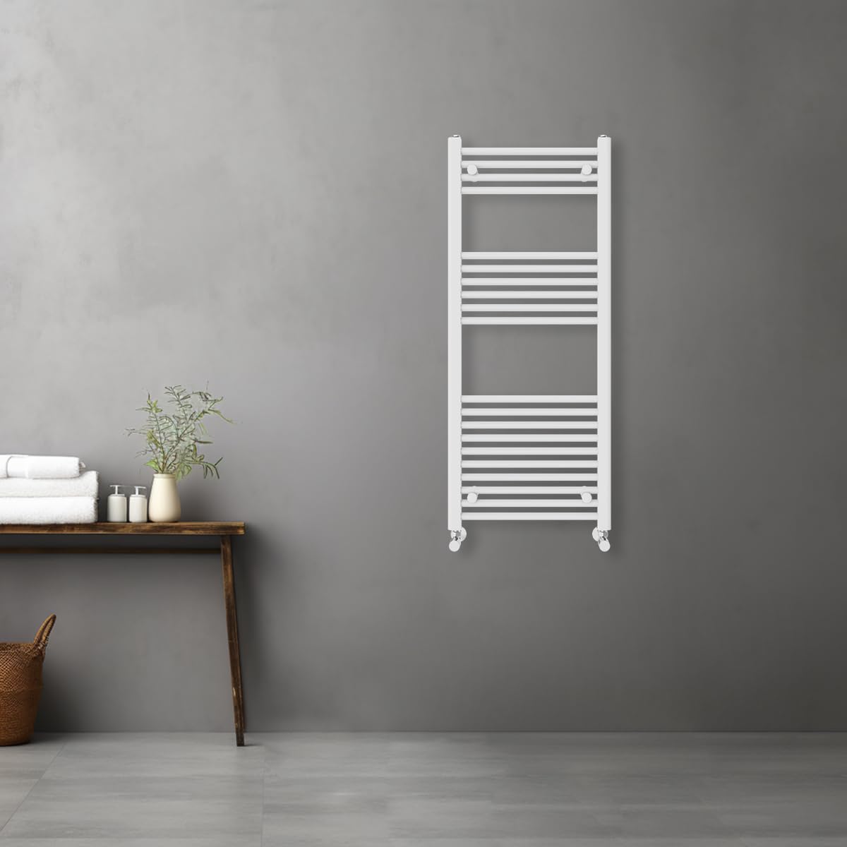 Warmehaus White Contemporary Straight Heated Bathroom Towel Rail Radiator Rad - 1200X500mm