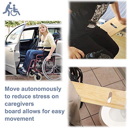 Transfer Board Made Of Heavy-Duty Wood For Patient, Senior And Handicap Move Assist, Holds Up To 550 Pounds, One Cut Out Handles, 30 X 8 X 0.75 #TOP5