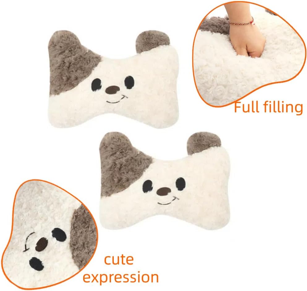 Car Headrest and Lumbar Support for Driving Cute Dog Car Headrest Pillow Head Neck Support Girl-Style Interior Decor