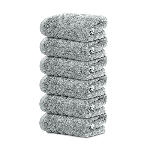 Image of Tens Towels Pack of 6 Hand Towels, 100% Cotton, Lighter Weight, Quick to Dry, 16 x 28 Inches, Super Soft & Absorbent, Perfect for Bathroom & Kitchen, Cool Grey