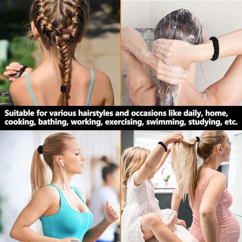 Youxuan No Damage Soft Polyester Hair Ties, No Tug Scrunchies Hair Bands with Strong Elasticity – Black - Image 6