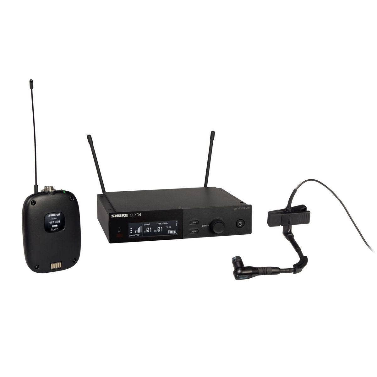 Shure SLXD14/98H Digital Wireless Microphone System components