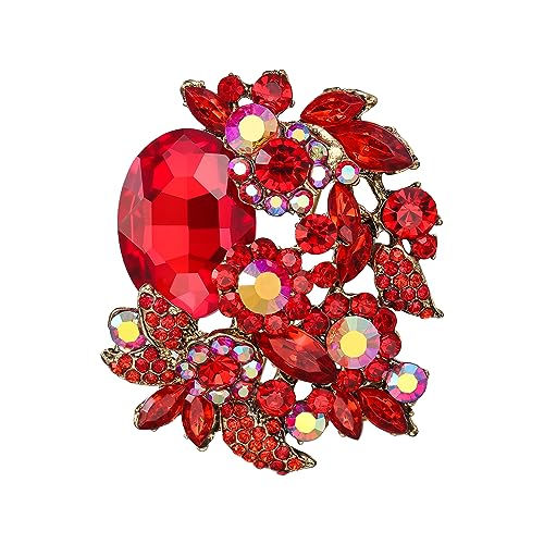 Image of EVER FAITH Rhinestone Crystal Party Flower Leaf Vine Brooch