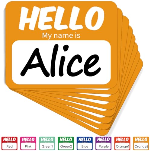 Image of 256 Pcs Name Tags Sticker 3 inchx2.5 inch Hello My Name is Stickers, Light Orange Name Labels Adhesive Identification Name Badges for School, Office, Meeting, Family Parties, Mailing