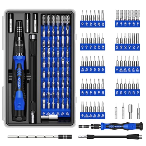 ORIA Precision Screwdriver Set, 61 in 1 Small Screwdriver Set with 57 Precision Bits, Portable Repair Tool Kit, Magnetic Screw Driver Kit with Extension Rod for Smartphone, PC, Watch,Toys, Blue