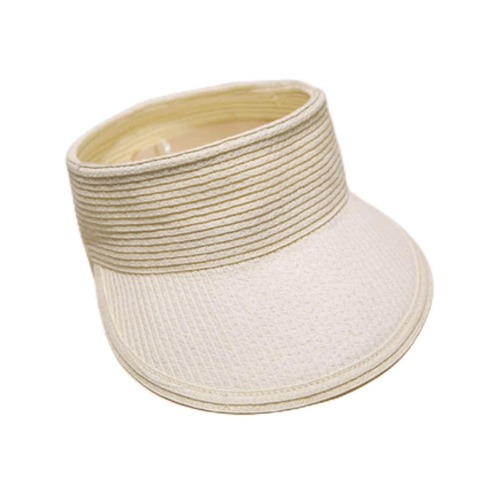 Cappello da Sole Estivo per Donna Cappello da Esterno Cappello da Spiaggia per Ragazze a Tesa Larga con Visiera Cappuccio di Paglia Anti-UV Regolabile