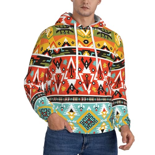 Sweat à capuche imprimé plumes pour hommes avec cordon pull manches longues quotidien