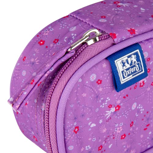 Image of Oxford Floral Large Capacity Pencil Case Purple