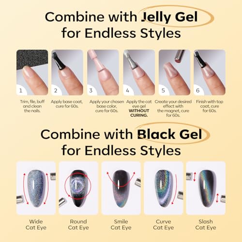 Image of modelones Nude Cat Eye Gel Nail Polish Gold Glitter Pink Cat Eye Gel Polish Clear 9D Holographic High Density Crystal Nail Polish with Magnet Soak Off U V Shimmer Polish Nail 15ML