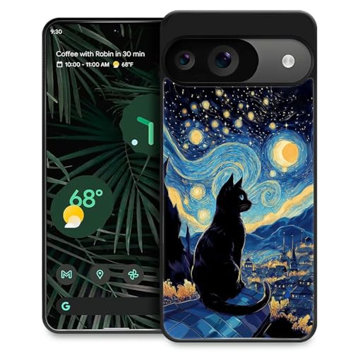 Protection antichoc Google Pixel 10 Pro XL homme femme avec motif fou chat noir et étoiles