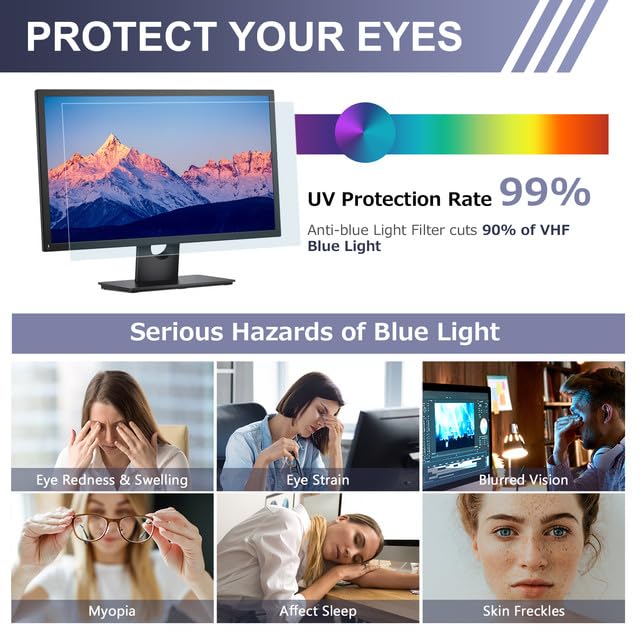 LAMA Film de Protection Anti-Lumière Bleue 27 Pouces Anti-Éblouissement 16:9 (598 x 337 mm)