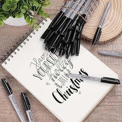 WOSWEL Ultra Fine Permanent Marker Bulk,24 Pack Ultra Fine Point Black Permanent Marker set, Felt Tip Pens Works on Plastic, Wood, Stone, Metal and Glass for Doodling, Marking