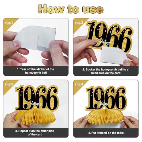 Image of Kuxriox 11Pcs 60th Birthday Decorations Kit for Men Women, Black Gold Happy 60th Birthday Banner, Awesome Since 1966 Centerpieces Swirls Party Supplies, Sixty Bday Banner Ceiling Table Topper Sign