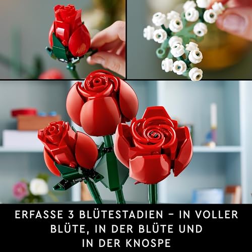 LEGO Icons Rosenstrauß, künstliche Blumen als Deko, Botanical Collection Set für Erwachsene, Liebes-Geschenk zum Valentinstag oder Jahrestag für Frauen, Männer, Partner,... – Bild 4