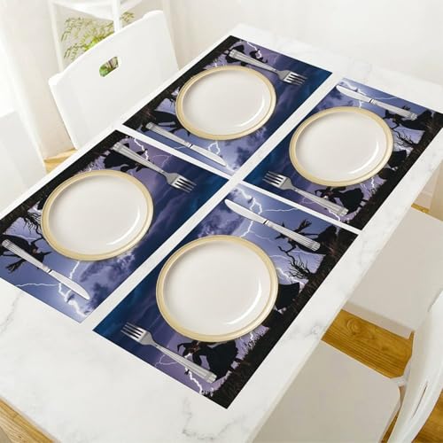 Sets de table en PVC vinyle tissé durable de salle à manger lavable