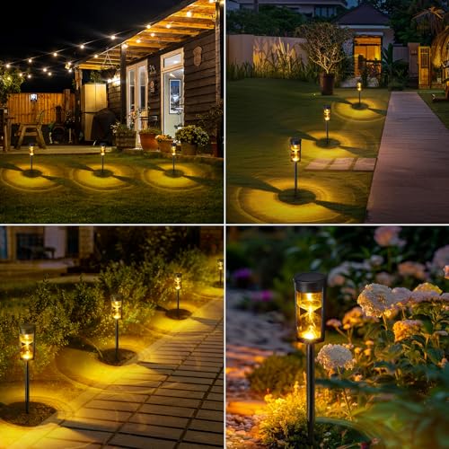 Image of MAGGIFT 6 Pack Solar Pathway Lights - New Upgraded Hourglass Shape Solar Garden Lights - IP65 Waterproof Powered Landscape Path Lights for Yard, Lawn, Patio