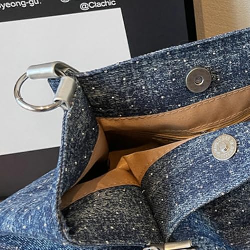Shiny Denim Underarm Bag for Women Trendy Beauty Bead Chain Shoulder Bag Outdoor Commuter Travel Handbag 20253