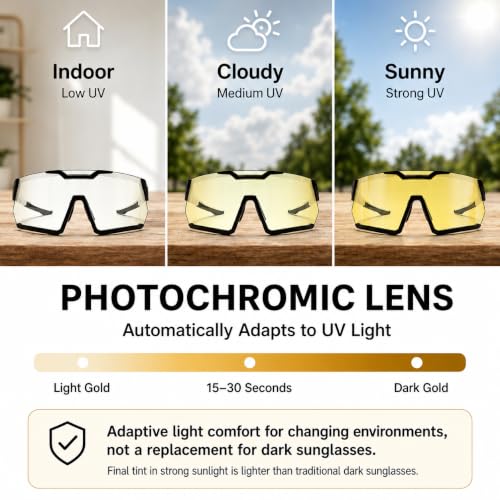 Image of Photochromic Z87 Safety Sports Sunglasses for Men Women, ANSI Z87 TR90 Frame UV400 Protection for Running Cycling