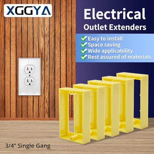 Image of 12PCS 3 /4 Inch Single Gang Outlet Box Extender,Yellow | Electric Outlet Extender Box With 24 screws; Gang Box Extender for Electrical Outlet Box and Electrical Outlet Switches.