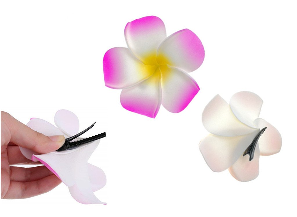 Set Hawaii Completo: Collana Lei, Fascia, 2 Bracciali, 2 Clip Per Capelli A Fiore | Accessori Tropicali Per Festa A Tema Luau | Per Donna, Uomo, Bambino