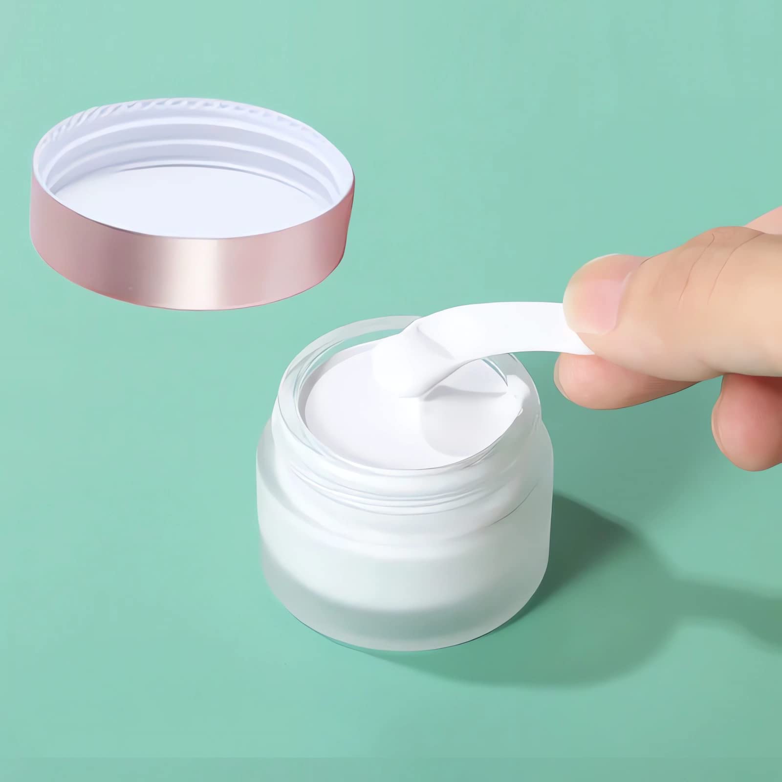 10 Pezzi 50g Trasparente Opaco Vasetti Vetro con Coperchio in Alluminio Rosa 50ml Barattolo Cosmetici Vuoto Viaggio Contenitore Cosmetico per Crema Balsamo Labbra Campione