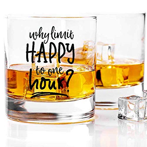 iKraft Whiskey Glass, Why Limit Happy to One Hour? Perfect Gifts for Whiskey Lovers
