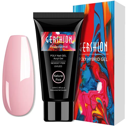 Gershion Pink Poly Nail Gel 60ML 2.02oz High Capacity Nail Extension Gel Builder Gel Trendy Nail Salon Nail Art Design DIY at Home Beginner Friendly