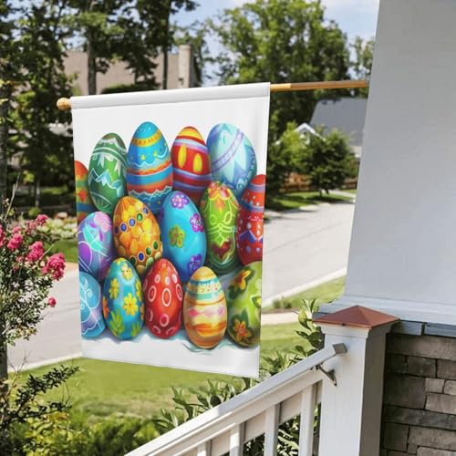 Drapeau de jardin oeufs de Pâques 71x101 cm grand format double face polyester