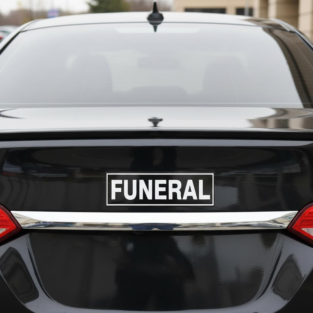 5pcs Funeral Car Magnets - Automotive Magnet for Procession | Funeral Bumper Decals | 11" x 3.5"