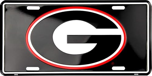 Georgia Bull Dogs UGA Bulldogs - Letrero de matrícula de fútbol negro de 6 x 12 pulgadas
