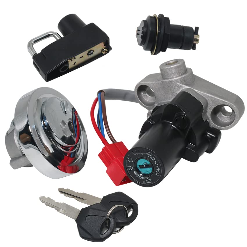 Ignition Switch Gas Cap Cover Seat Lock Key Set for Yamaha XVS650 XVS1100 XVS650A XVS1100A for Yamaha (XVS125,XVS250,XVS400, XVS650,XVS1100) Drag Star OEM 4TR-82021-00 4TR-82501-00 4TR-82501-01