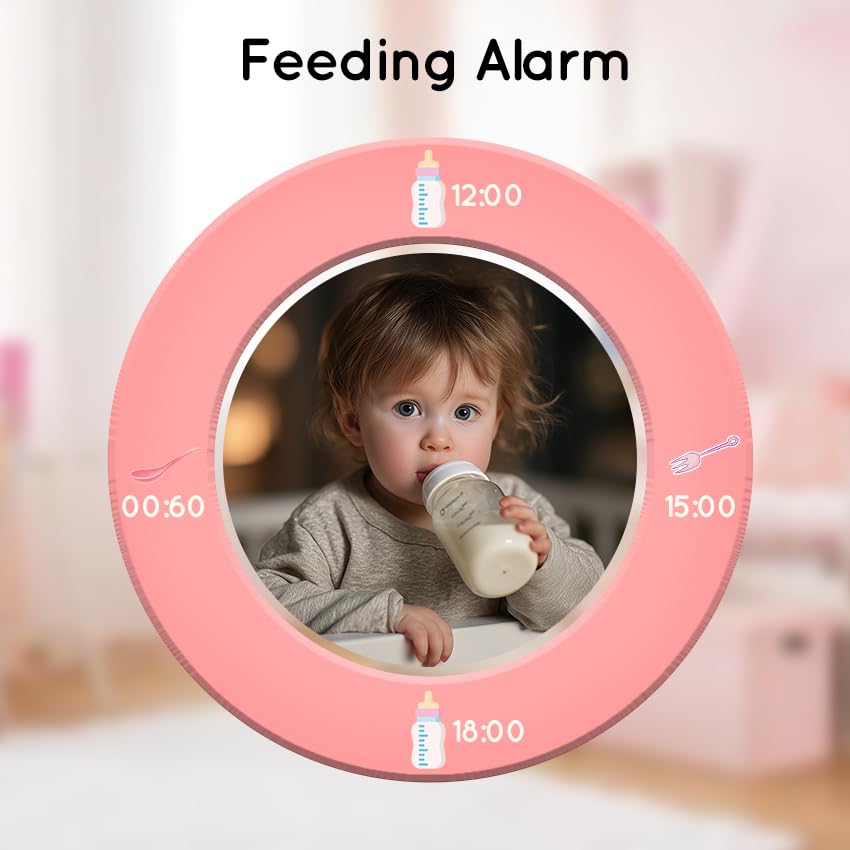 Simyke Moniteur de bébé intelligent avec caméra et audio double mode, commutateur WiFi, écran 2,8", vision nocturne, horloge d'alimentation, détection de température, conversation bidirectionnelle,