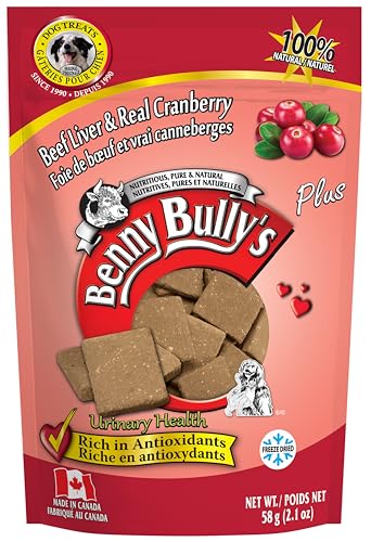 Benny Bullys Beef Liver Plus Cranberry, Freeze Dried Dog Treats, Low Fat, High Protein, Nutrient Rich, for Urinary Health - 58g (Medium) image 2
