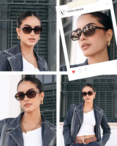 VANLINKER Retro Square Polarized Sunglasses for Women Men Vintage Rectangle Shades VL98323