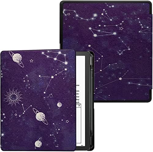 GOVTVA Slimshell Case for 10.2 Inch Kindle Scribe PU Leather Lightweight Cover with Auto Sleep Wake for Kindle Scribe (2022 Released) with Pen Holder (Earth Constellation)
