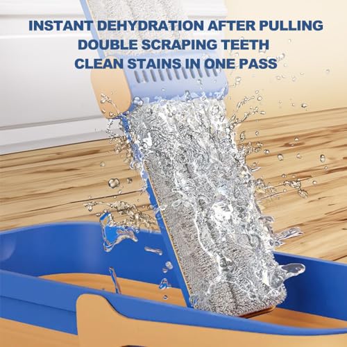 bestyks Großer Flachmopp Eimer,Handfreier Wischmopp Flachmopp Set mit Eimer,Bodenwischer Set mit...