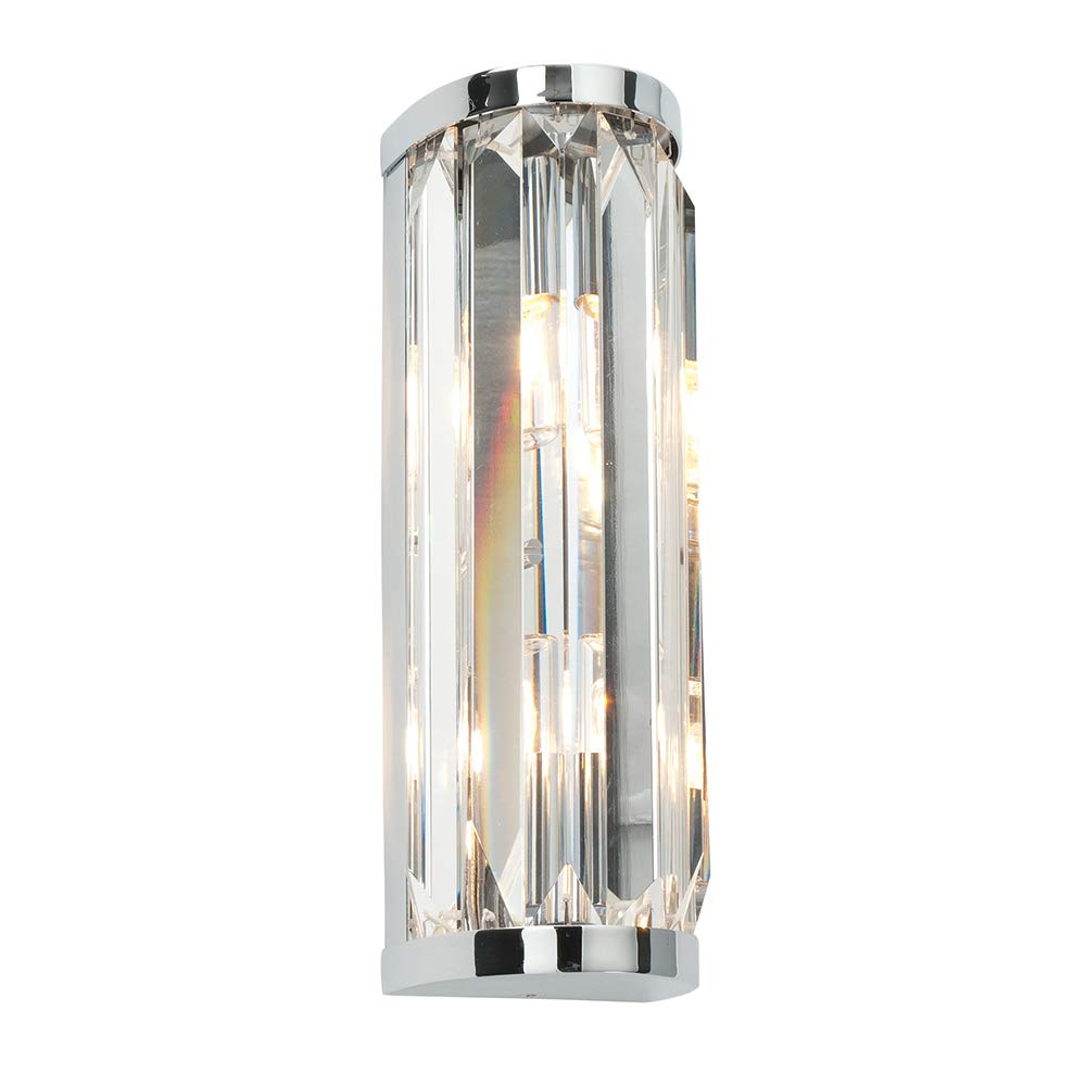 Saxby Lighting Chrome Saxby Crystal 18W Plated & Clear Crystal Glass Ip44 Decorative Bathroom Wall Light