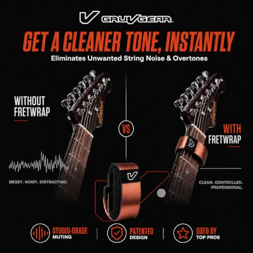 Image of Gruv Gear Fret Wrap & Guitar Mute, Fretwrap for Acoustic, Electric & Bass | String Dampener Recording, Tapping & Practice Accessory (1 Pack, Small Bronze, Fits 4 String Bass, 6 String Guitar)
