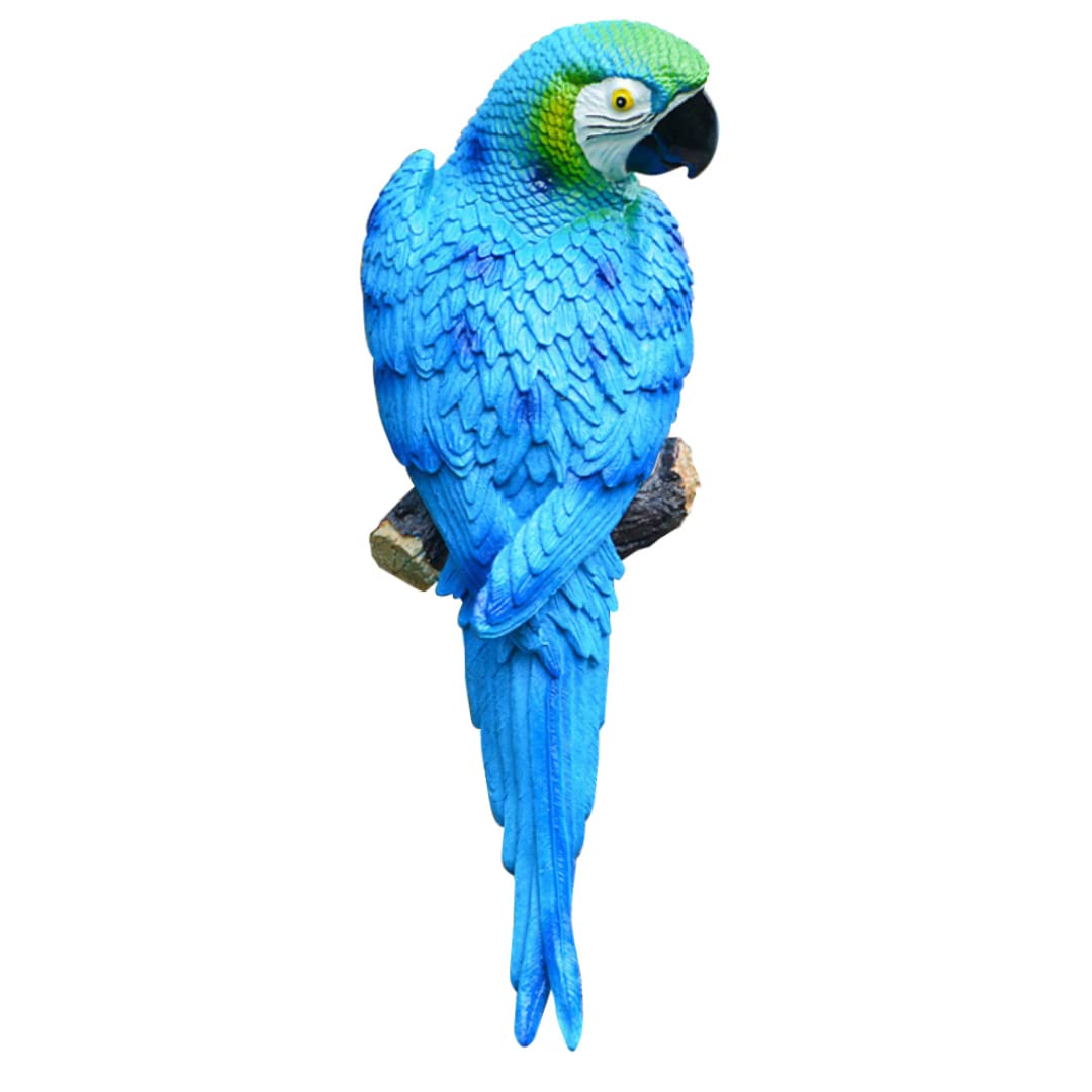Peosaard Blue Left Parrot 12.2''Hanging Parrot Statue, Super Realistic Wall Mounted Resin Animal Sculpture For Patiogardenhome Decor(Blue Left Parrot),Hanging Parrot Decor