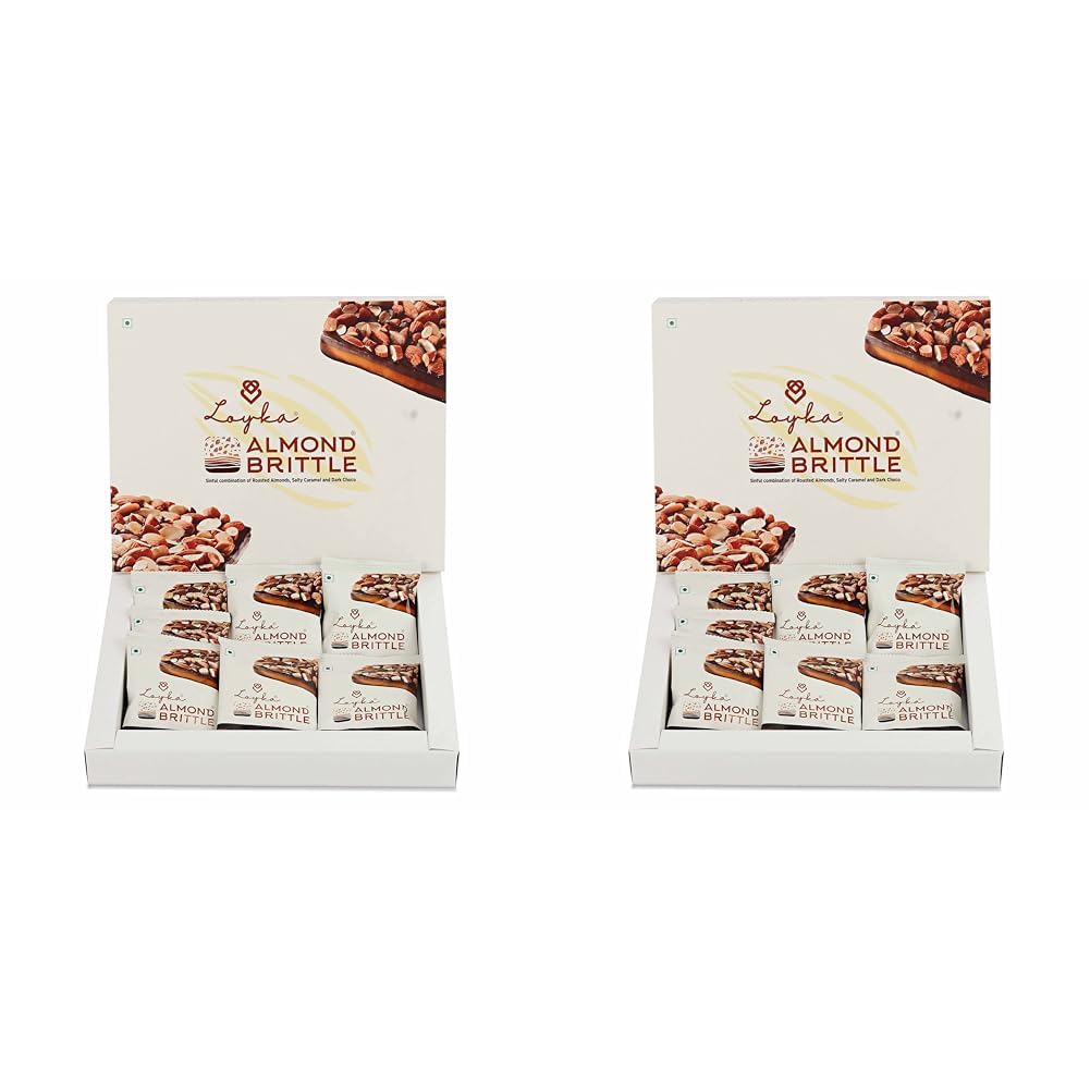 LOYKA Almond Brittle Classic Choco Box - 7 Pcs | Premium Chocolate Gift Hamper | Choco & Nut Dryfruit Delicacy | Roasted California Almonds (40%), Dark Choco, Salted Caramel |Any-Time Snack, 238 Grams