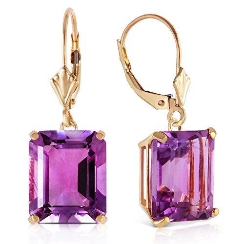 Galaxy Gold GG 13 Carats 14k Yellow Gold Leverback Earrings with Amethyst3