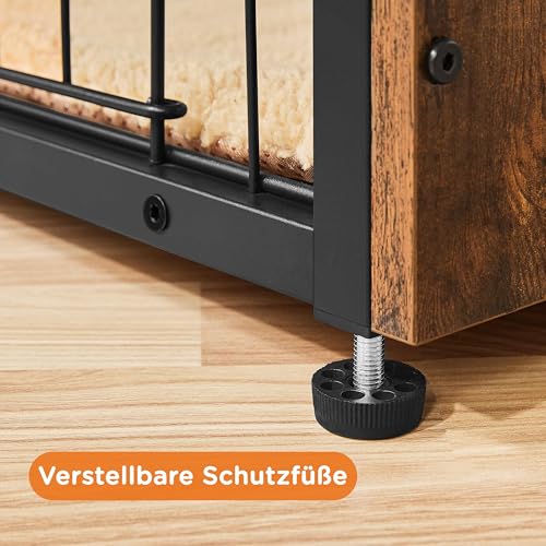Yaheetech Hundekäfig Möbel mit Hundedecke & 2 Türen, Hundebox für Zuhause, Moderne Hundehütte Indoor, Hundebox Holz für Wohnzimmer, 96x65x68 cm, Braun
