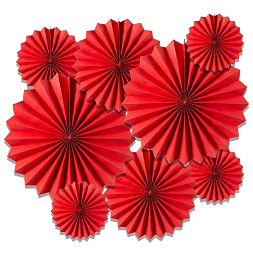 ZYOOO Papierfächer zum Aufhängen für Partydekorationen, 30,5 cm und 40,6 cm, Rot, 8 Stück Cover