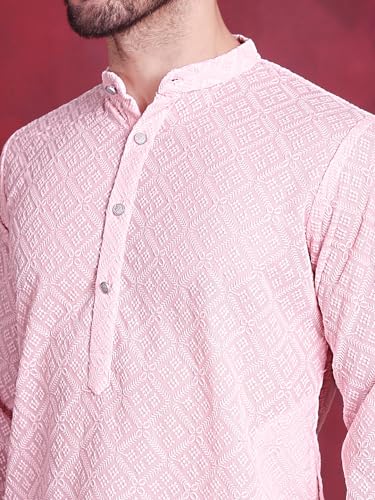 Image of Jompers Men's Regular Fit Georgette Chikankari Embroider Kurtas