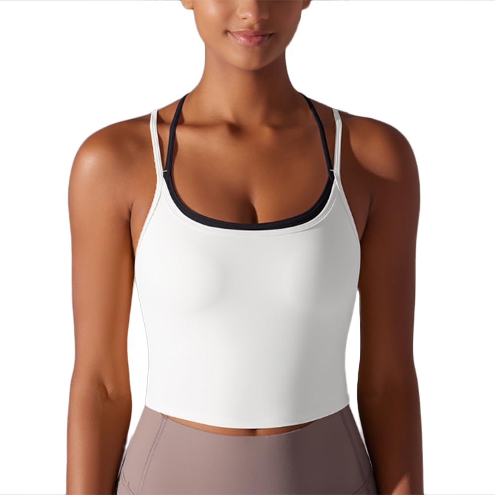 Womens Cross-Back Sports Crop Top - Activewear Yoga Bra Fitness Workout Top