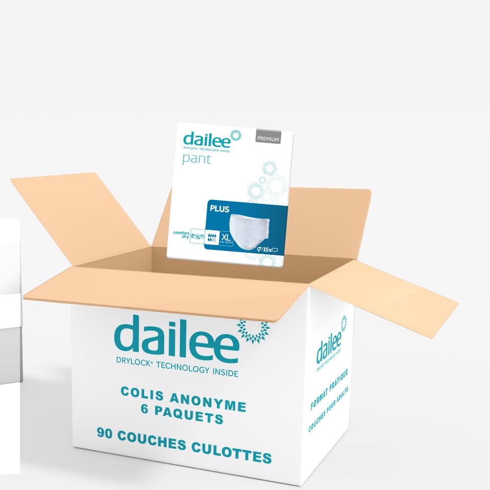 Dailee Pants Plus XL - 90x Couches Adultes, Couche Culotte Incontinence Femme et Homme - Slip Incontinence, 90 Culotte Jetable